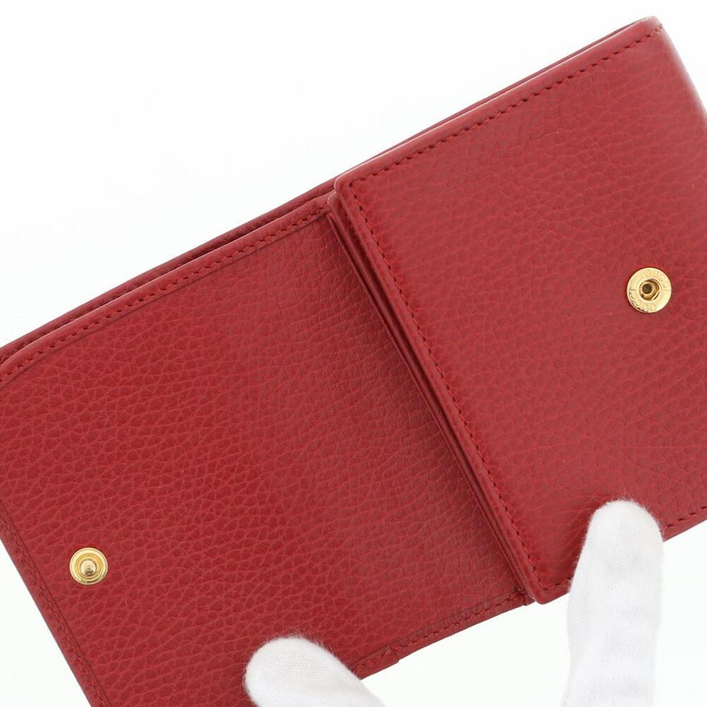 GUCCI GG Marmont Leather Wallet Tri fold coin wallet GG marmont Red - Picture 5 of 6